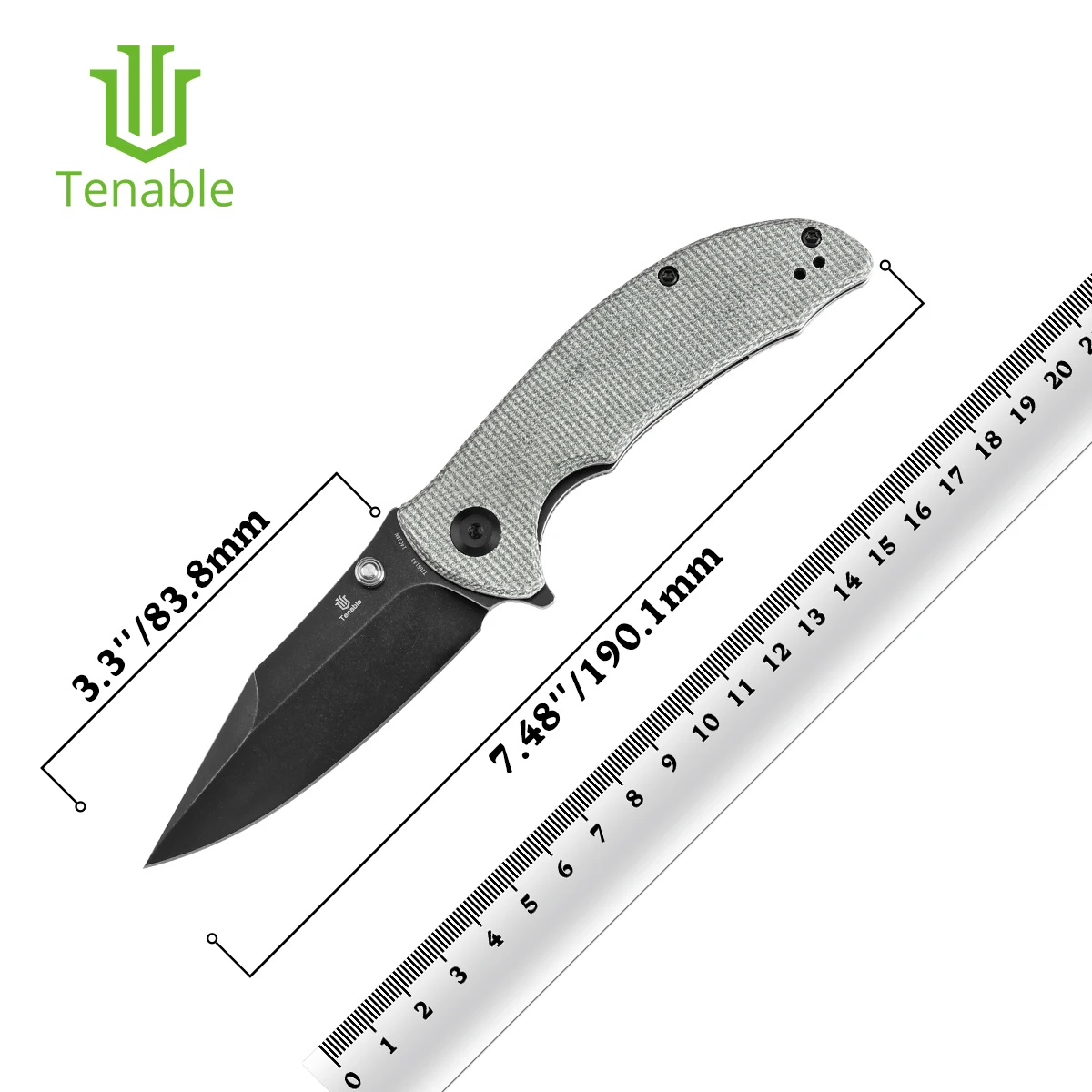 Складные ножи Tenable Rei T1061A2 3 дюйма Blackwash 14C28N + зеленая эргономичная ручка Micarta со