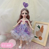6 points bjd doll 21 movable joints 30cm doll 3d real eyes makeup girl cute dress doll princess fashion dress diy toy gift girl