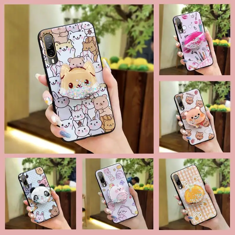 

Cartoon Cute Animal Panda Bear Quicksand Stand Soft TPU Back Cover For HTC Desire 19 Plus 21 22 Pro Phone Cases Funda Coque Capa
