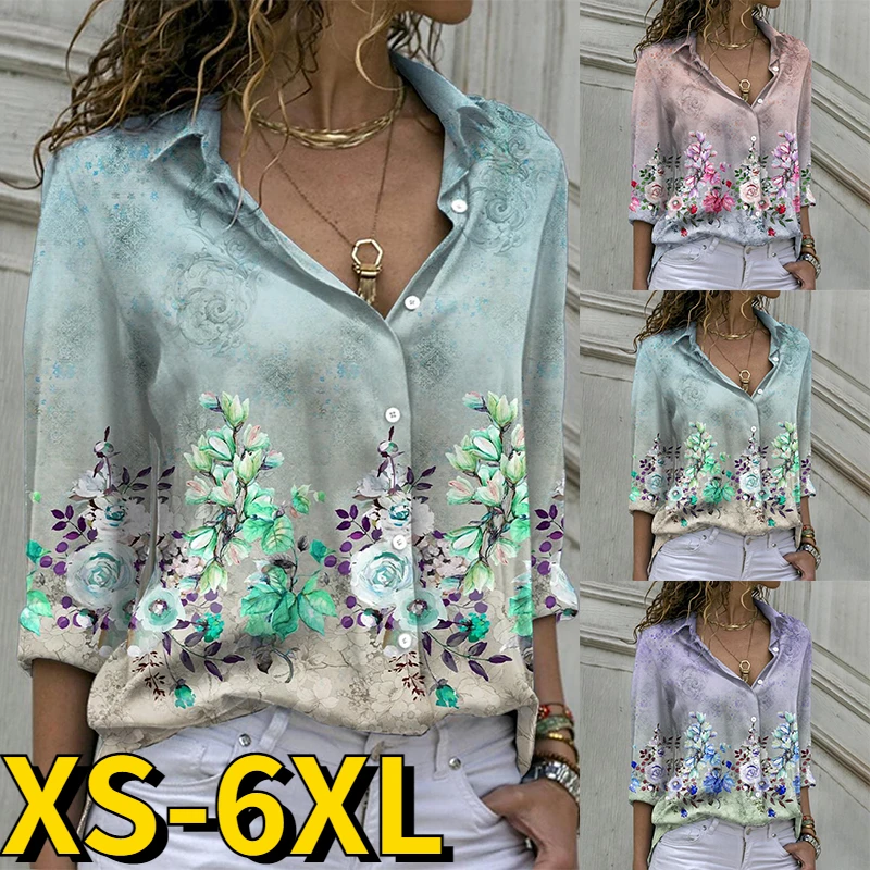 

Женская рубашка с V-образным вырезом, длинным рукавом и пуговицами