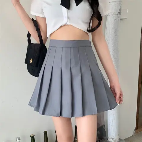 2023 Spring summer Popular JK Skirt with Lining Pleated Skirt Women's Skirt High Waist A- line Slimming fashion waist sexy skirt