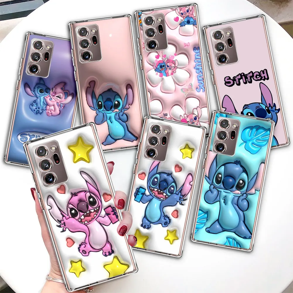 

Cute Stitch Transparent Case for Samsung Galaxy Note 20 Ultra 10 Lite 9 8 Plus TPU Soft Phone Cover S23 Protective Shell
