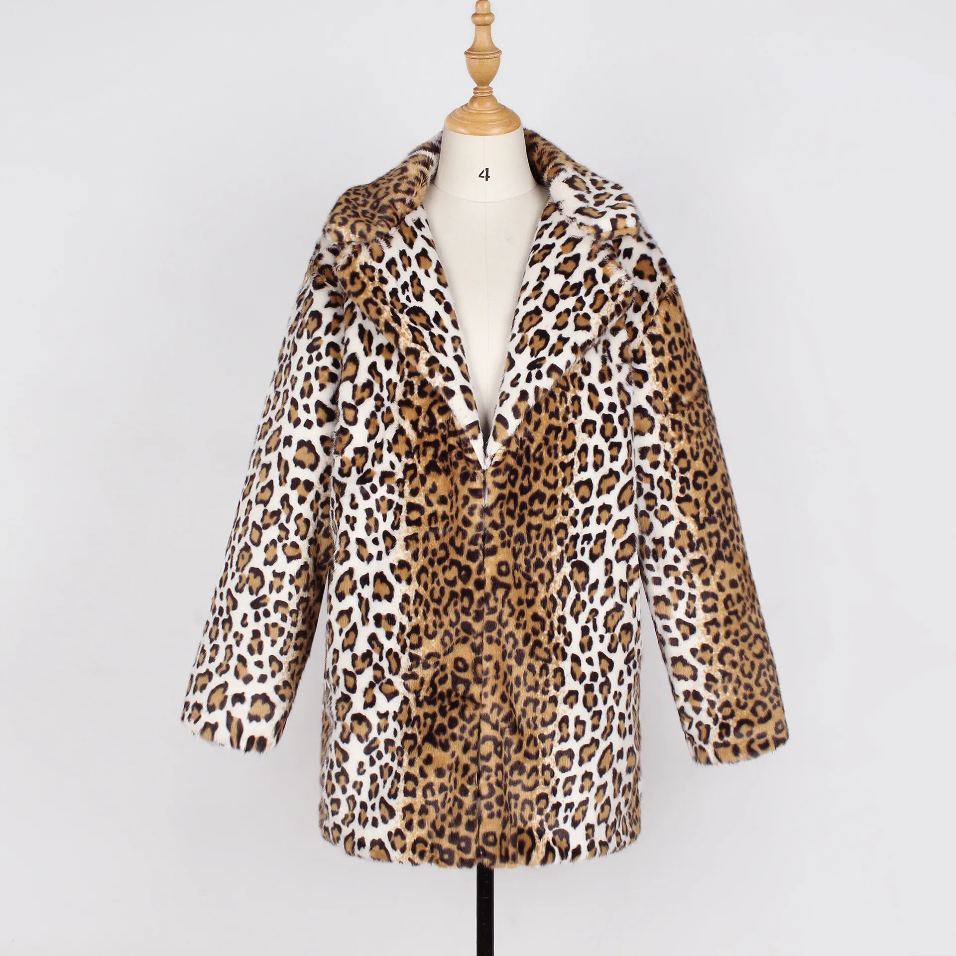 Women's Leather Fur Coat Fashion Leopard Print Faux Fur Coat Women's Artificial Fur Coat Women Faux Fur Coat