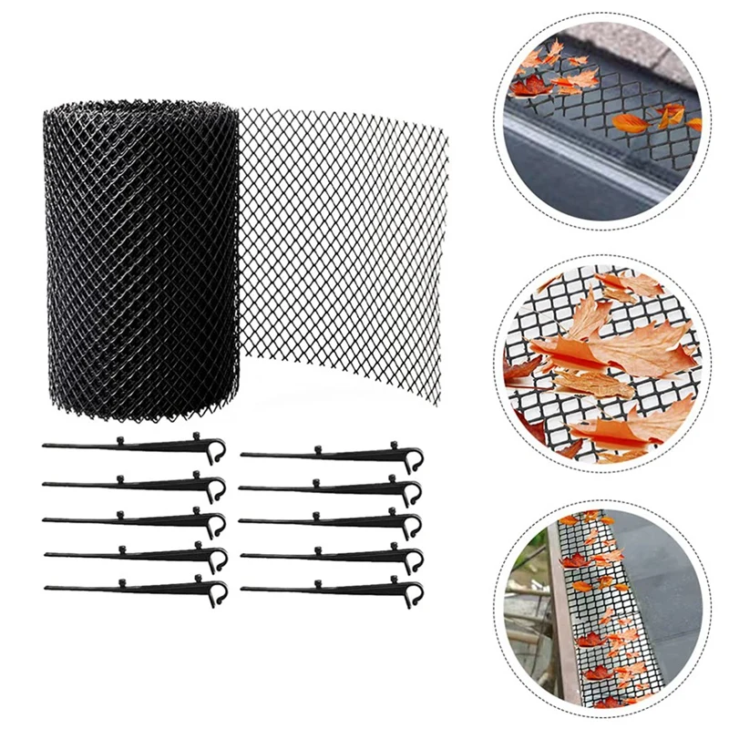 

Strainer 2 Set Gutter Guard Mesh Protector Screen Roll Anti- Falling Leaf Guard Leaf Protection Cover To Gutter Drain Durable