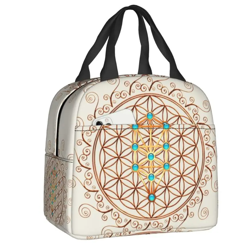 

Custom Flower Of Life Lunch Bag Women Warm Cooler Insulated Lunch Boxes for Kids School