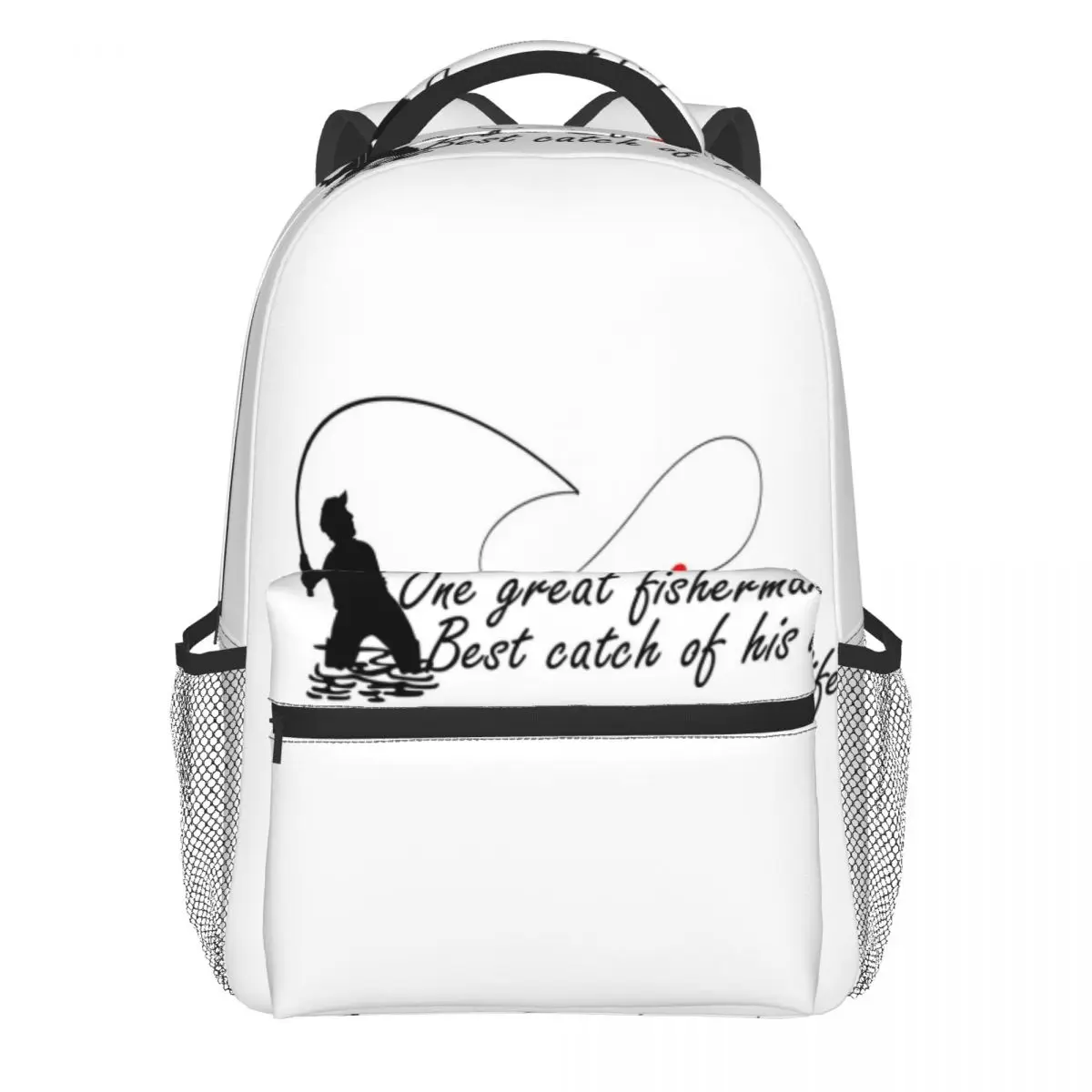 

One Great Fisherman Backpack Best Catch of His Life Student Polyester Outdoor Backpacks Big Novelty School Bags Rucksack