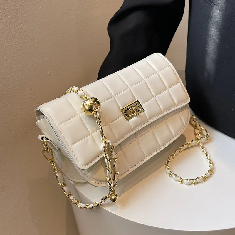 

Pu Leather Handbag Chain Luxury Bag Woman Solid Color Square Handbags for Women Women's Bag 2022 Trend Crossbody Bags Female