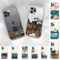 japanese anime hand painted house scenery phone case for iphone 11 12 13 mini pro xs max 8 7 6 6s plus x 5s se 2020 xr case