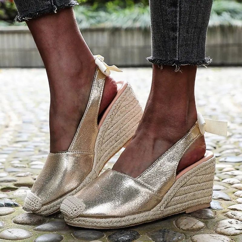 

Wedges Sandals For Women Fashion Closed Toe Bandage Platform Stylish Slingback Summer Shoes