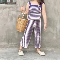 mila chou 2022 summer baby gilrs casual thin stripe camisolepants 2pcs suit children fashion sleeveless vest set kids outfit