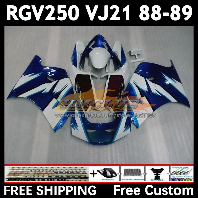 Обвес для SUZUKI белый синий SAPC VJ21 RGV250 88 89 18 No 2 RGVT250 VJ 21 RGV-250 RGVT RGV 250 CC 1988 1989 Полный