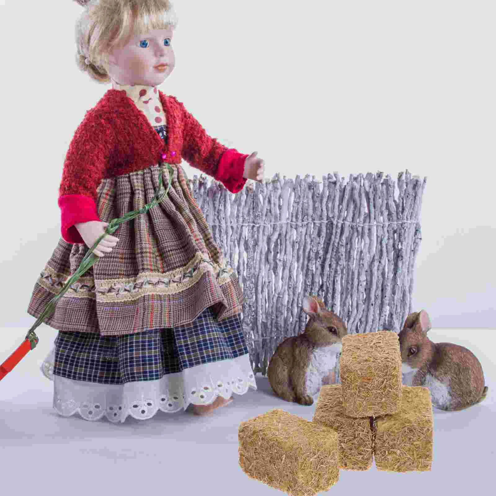 

16 Pcs Mini Haystack House Simulated Ornament Artificial Toy Room Fake Wood Child Scene Adornment Fuax
