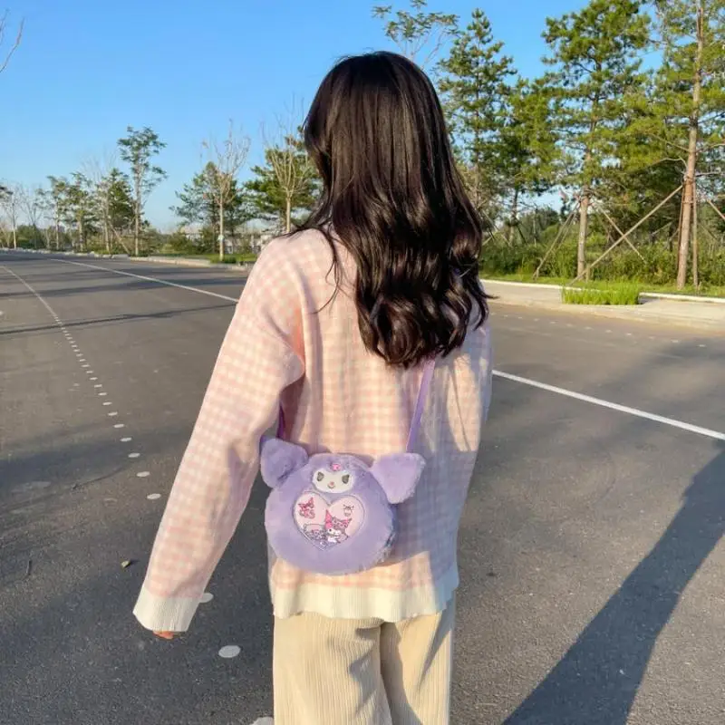 

Kawaii Sanrio Cinnamoroll плюшевая сумка аниме Love Heart Наплечная Сумка Kuromi Plushie Кошелек для монет плюшевые игрушки для девочки подарок на день рождения