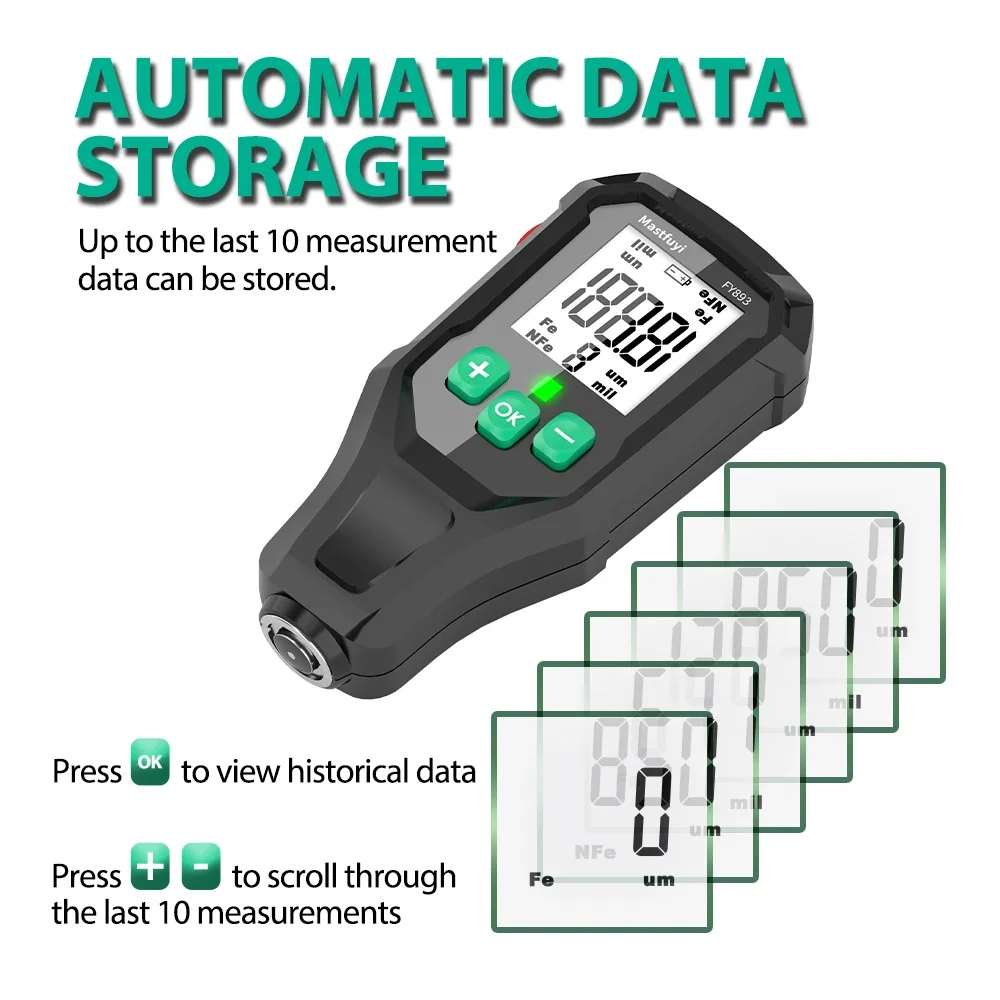 MASTFUYI FY893 Толщиномер покрытия Цифровой измеритель толщины Автомобильная краска