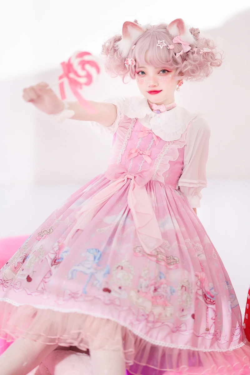 Японское милое платье Jsk в стиле &quotЛолита&quot женские платья на бретельках без