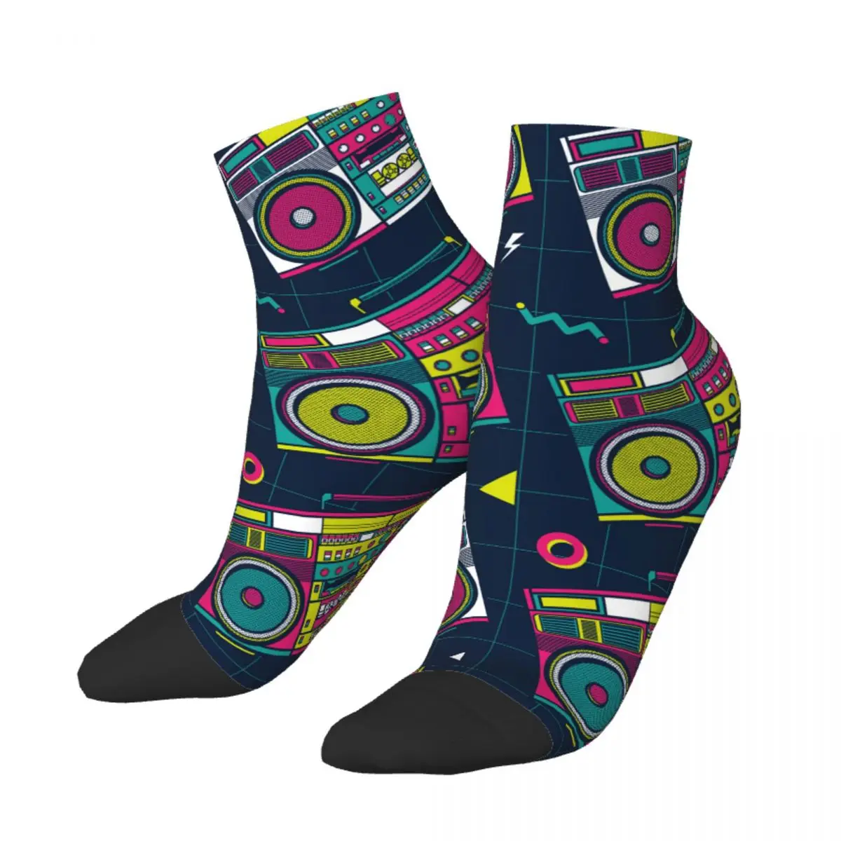 Retro Pop Eighties Boombox Radio 80's Pattern Socks Short Unique Casual Breatheable Adult Ankle Socks