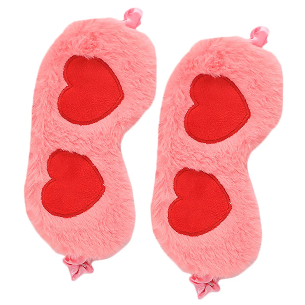 

2Pcs Heart Pattern Eye Eyeshade Lightweight Comfortable Night Blindfold Without Bag(Red)