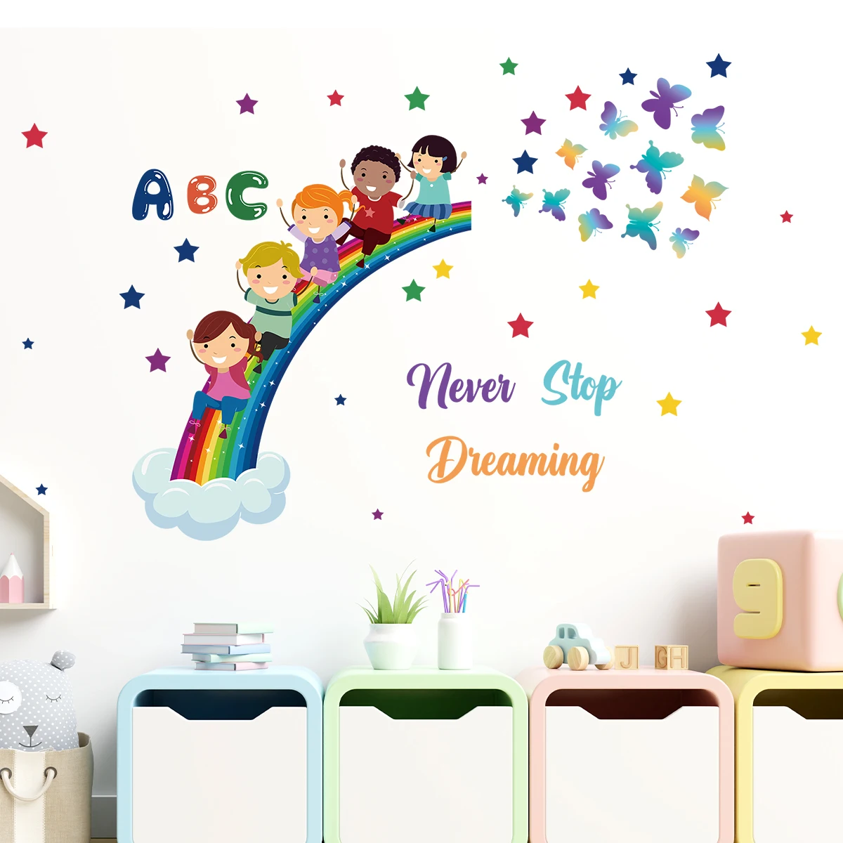 1 шт. красочные звезды радуги игры детские наклейки на стену с узором для детской