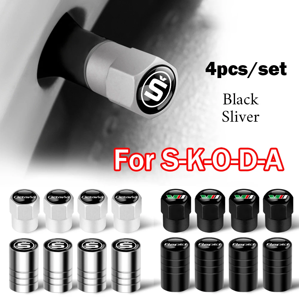 

4PCS Metal Dustproof Cap Car Wheel Tire Valve Stem Cover for Skoda Superb Rapid Fabia 1 2 Kodiaq Octavia 2 A7 A5 A4 Kamiq VRS S
