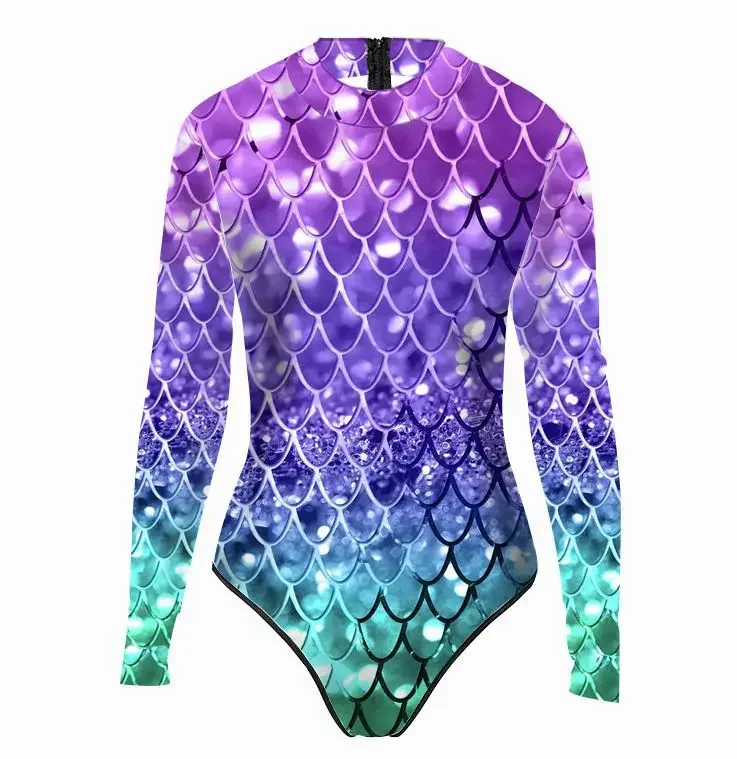Женский цельный купальник-русалка с рыбьей чешуей и 3D принтом бикини для