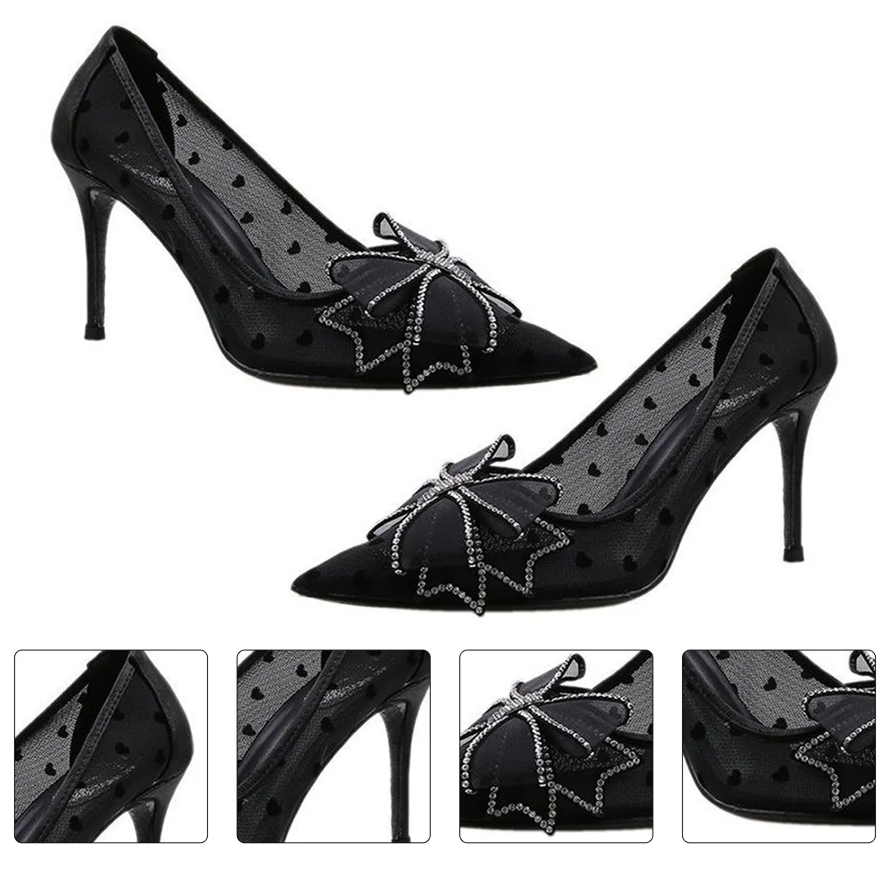 

1 Pair Stiletto Shoes Woman Net Yarn High Heels for Female Summer