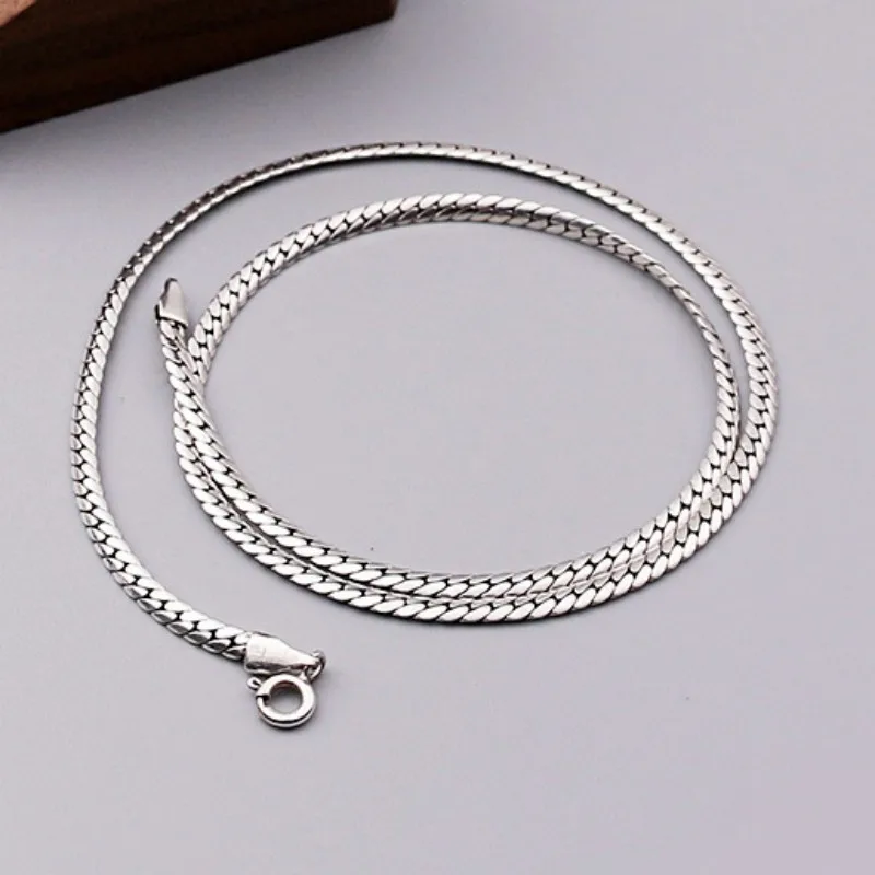 Ожерелье BOCAI S925 из стерлингового серебра для мужчин и женщин новая модная плоская