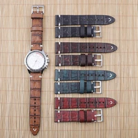 vegetable tanned leather watchband 18mm 20mm 22mm 24mm handmade stitching genuine leather alligator watch strap replacement
