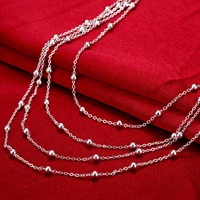 925 stamp silver color 18 inches high quality lucky fashion vintage necklaces pendants beads link chain party girl jewelry