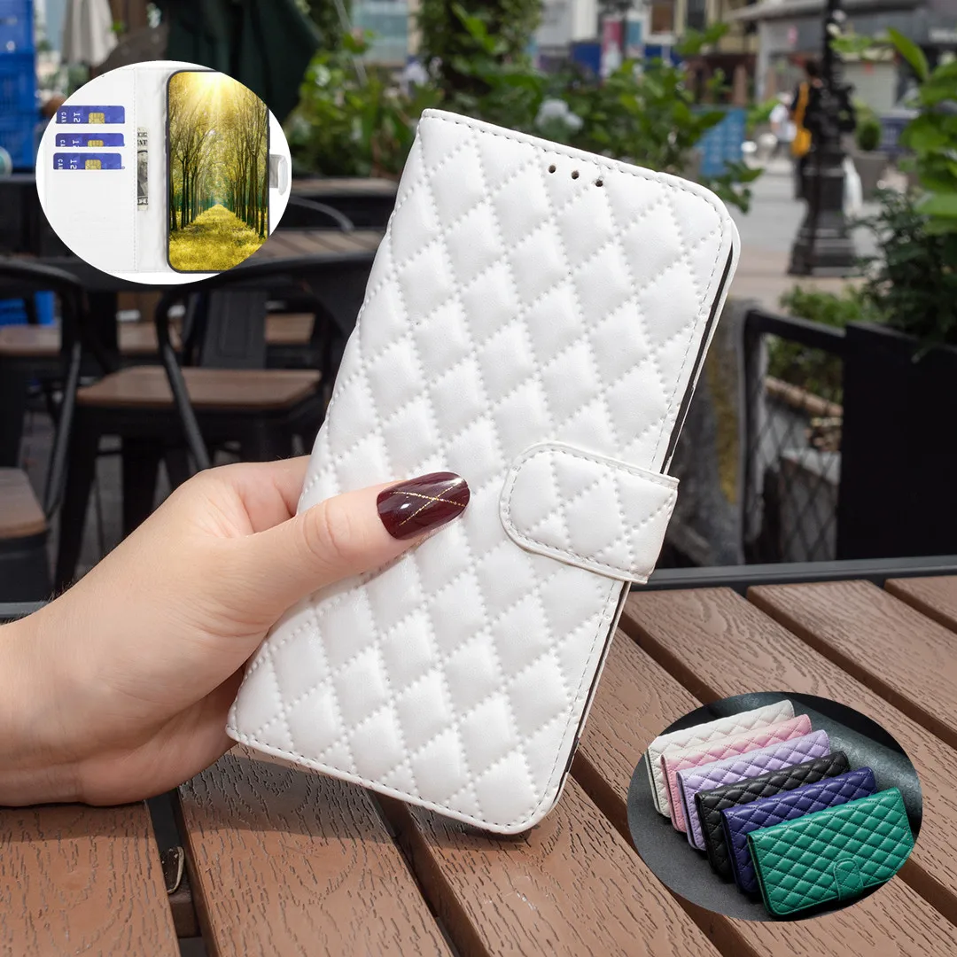 

for OPPO Realme C55 Case 9 Pro Plus Flip Wallet Cover C30 9i C35 C31 C21 C20 C12 C25 Narzo 20 30A Rhombus Leather Card Bag Funda