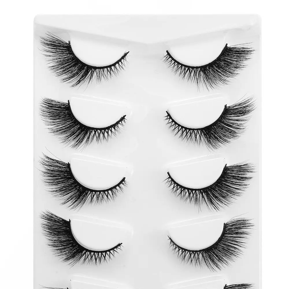 

5Pairs/ Box Cat Eye Eyelashes Fox False Eyelashes 3D Faux Mink False Eyelashes Handmade Natural Volume Fuffy Winged Eyelashes