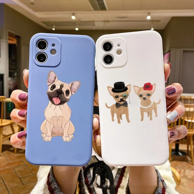 

Чехол для телефона Чихуахуа для IPhone 14 11 12 13 Pro Max X XR XSMax 6 6S 7 8 Plus SE 2022, Мягкий Квадратный цветной чехол для телефона