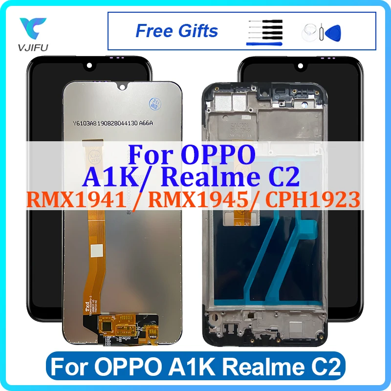 Оригинальный ЖК-дисплей 6,1 дюйма для OPPO Realme C2, rmxвоздушный дисплей дюйма, сенсорный экран для OPPO A1K, CPH1923, сменный дигитайзер в сборе