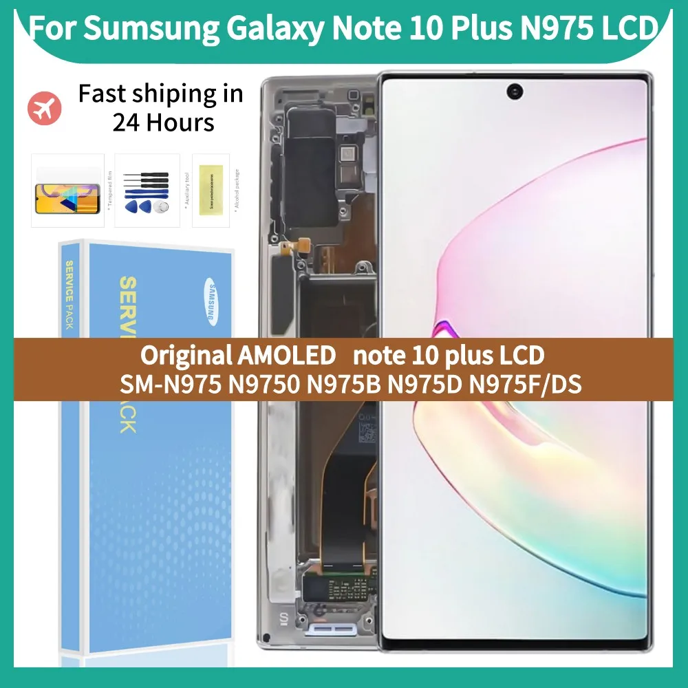 Najtaniej Oryginalny 6.8 'AMOLED LCD Do Samsung Galaxy NOTE 10 Plus Wyświetlacz Z Czarną Ramką N975 N975F LCD Ekran Dotykowy Digitizer Zgromadzenie
