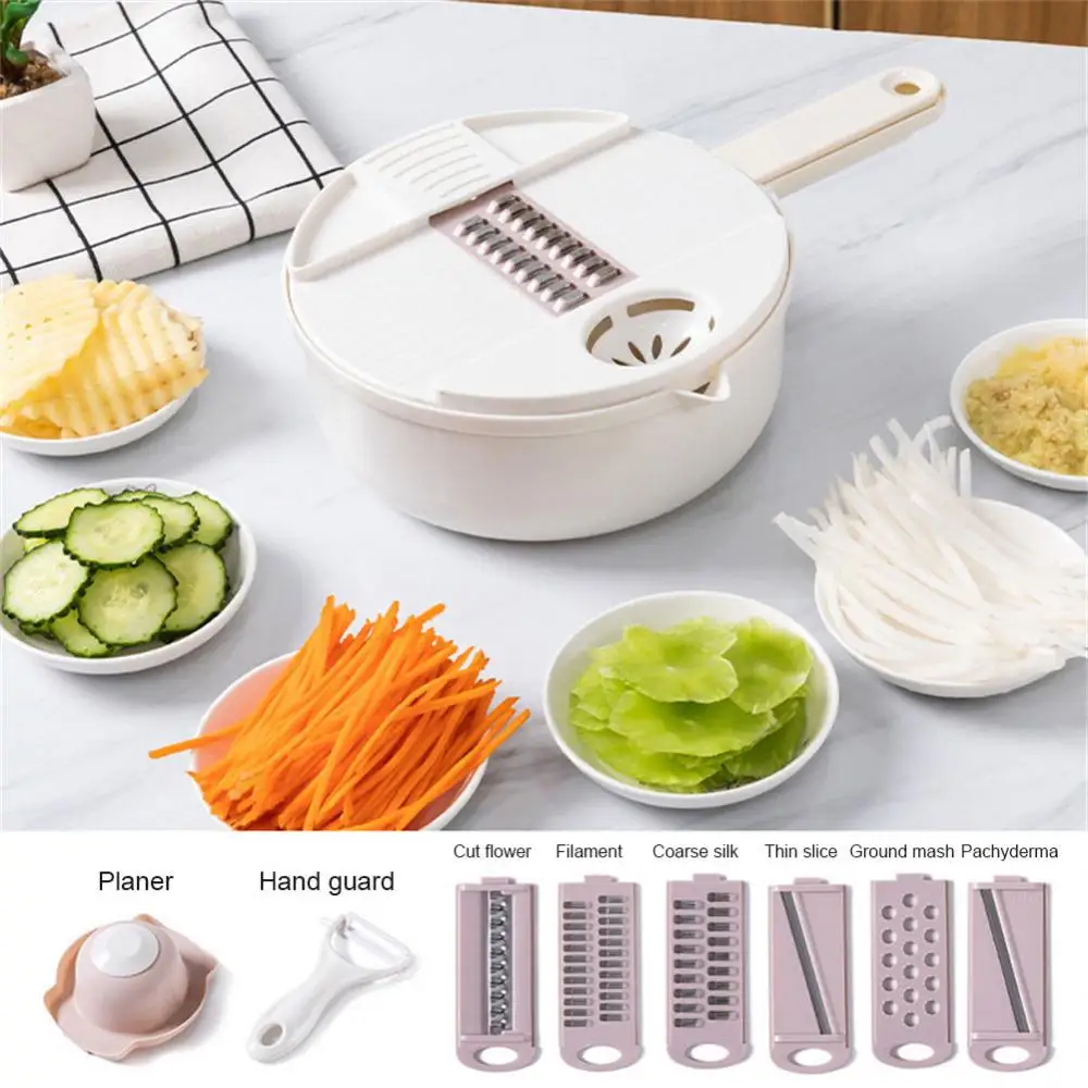 

With Container Shredder Multifunctional Manual Food Chopper 12 In 1 Round Vegetable Vegetable Chopper Kitchen Accessories 1 Set