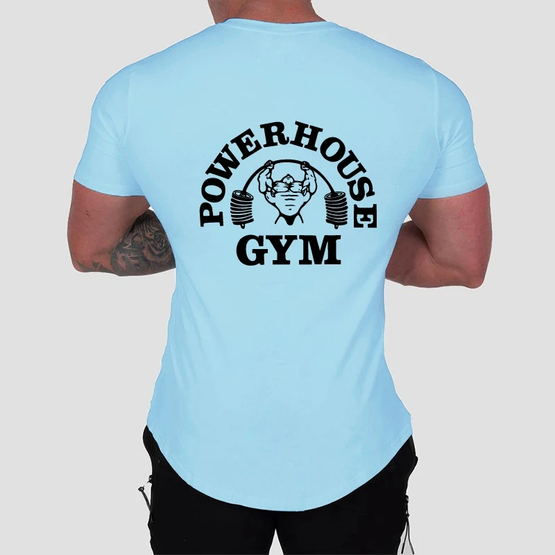 

Футболка мужская с коротким рукавом, хлопок, повседневная одежда для спортзала, фитнеса, бодибилдинга, облегающий Топ, летняя тренировочная...