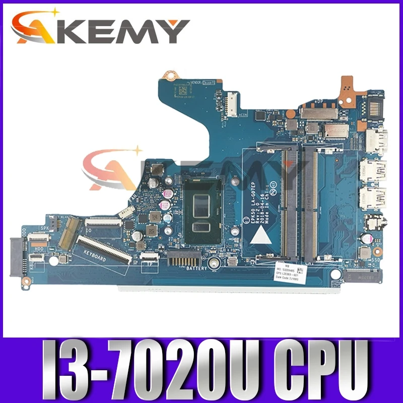 

For HP 15T-DA 15-DA Laptop Motherboard With SR3LD I3-7020U L20373-001 L20373-601 EPK50 LA-G07EP Rev:1.0 Mainboard 100% Full Test