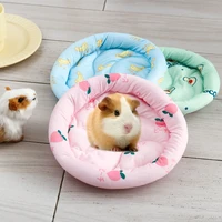 1pc pet hamster nest pad plush round pad fruit pattern cozy cotton cushion cushion soft warm mice rat nest pet product