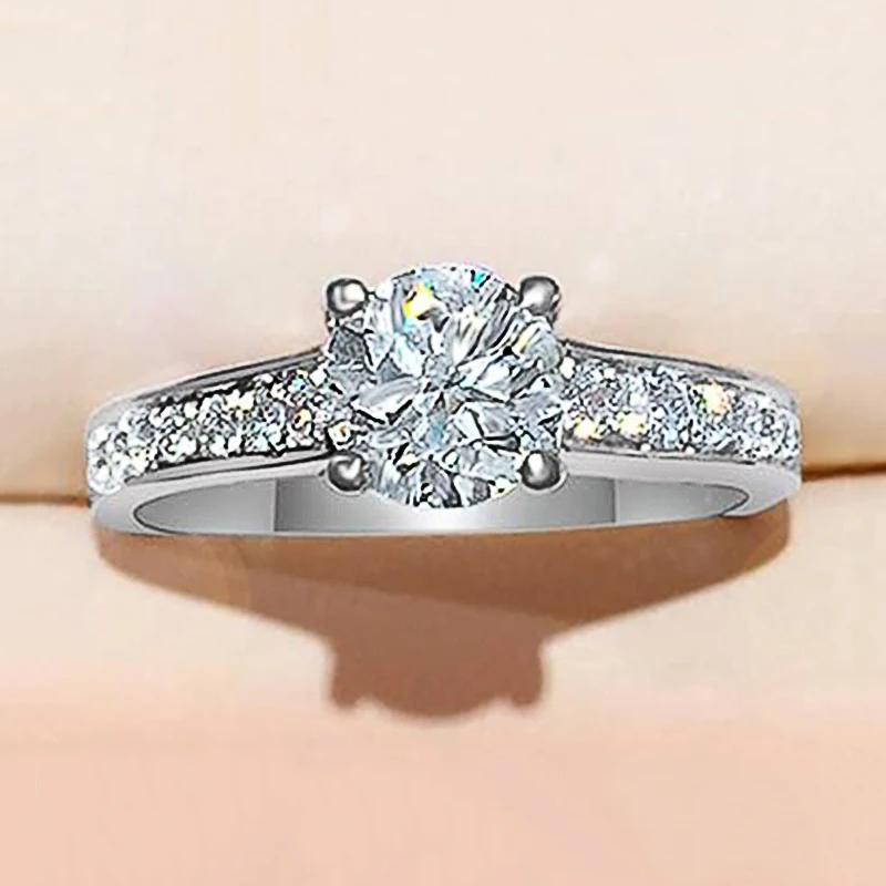 

Huitan Fashion Contracted Women's Ring with AAA Cubic Zirconia Dainty Wedding Engagement Accessories Versatile Design Jewelry