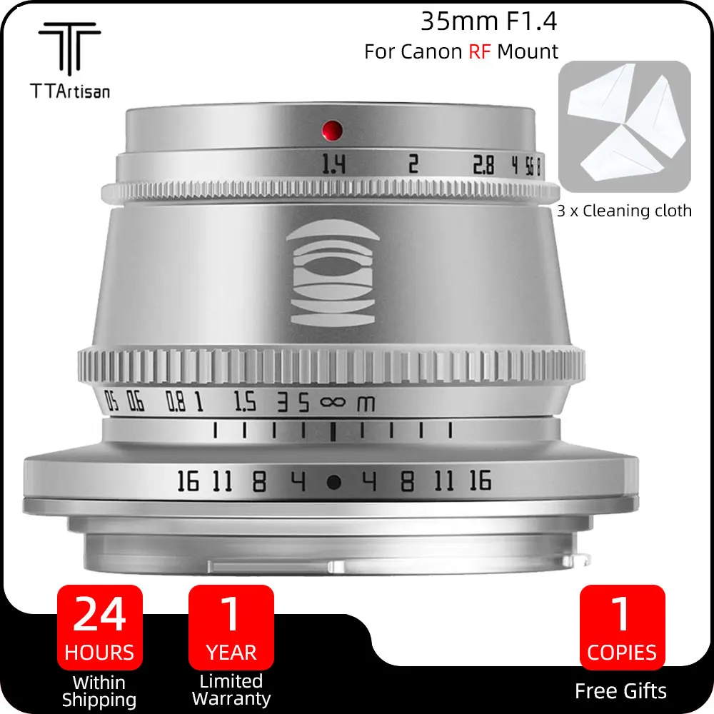 

TTArtisan 35mm F1.4 RF-Mount APS-C Manual Focus Prime Lens for Canon EOS-R R RP R5 R6 R7 R10 Camera Lenses