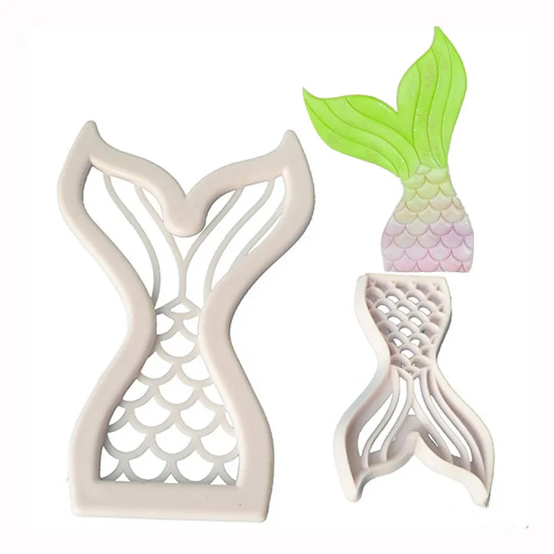 

2Pcs Fish Tail Plastic Biscuits Cutter Cookie stamp Chocolates Cake Decoration Tools Baking Appliances Ocean Series Fondant Mold