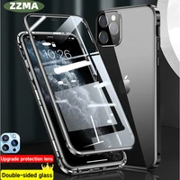 ZZMA Magnetic Adsorption Phone Case For iPhone Pro Max Mini Case New 360   Full Protection Glass iphone Cover
