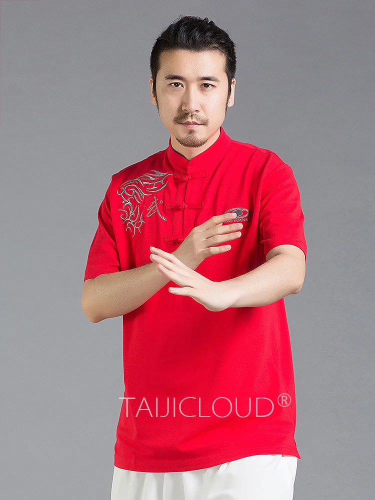 Униформа тай-чи с коротким рукавом для мужчин и женщин легкая футболка китайский