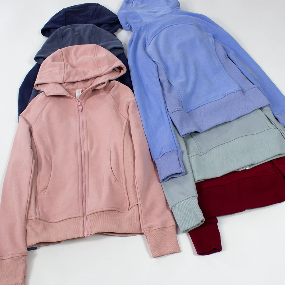 Lulu Winter Thicken Warm Long Sleeve Hooded Sweatshirts Define Jackets Coat With Pockets Sports Fitness Yoga Zip Up Women Hoodie