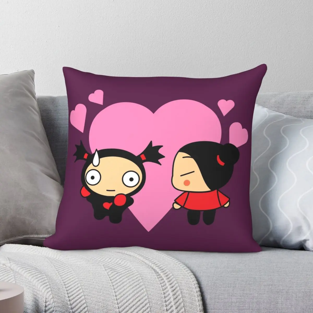 

Чехол Pucca And Garu для подушки, полиэстеровый льняной бархатный креативный чехол на молнии, декоративная домашняя подушка, Чехол 18 дюймов