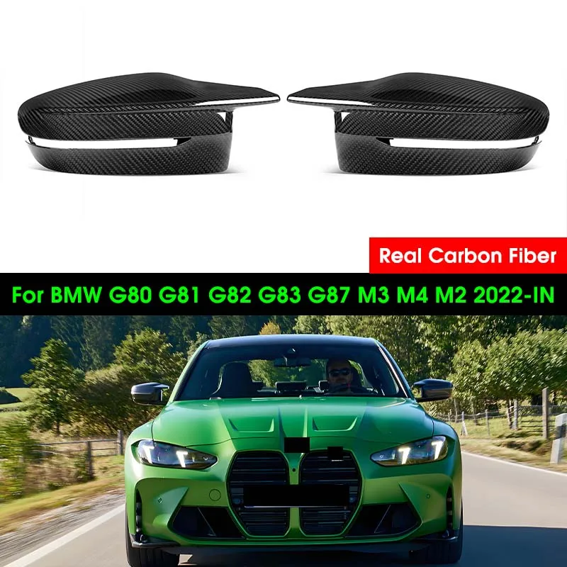 Настоящие сухие боковые крылья из углеродного волокна, крышки зеркала заднего вида, глянцевые колпачки для BMW G80 G87 G82 G83 2021-IN Sedan Coupe Convertible