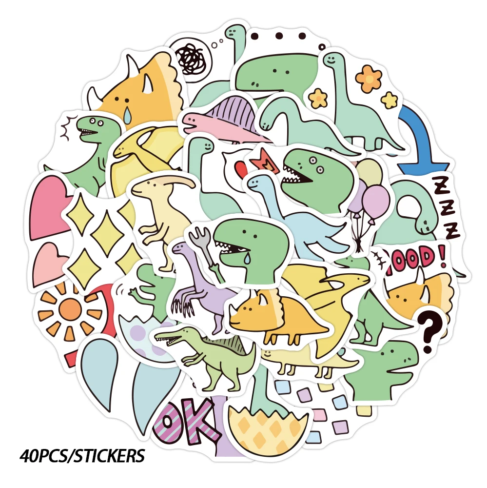

40pcs Animals Dinosaur Graffiti Sticker Cute Waterproof Vinyl For Fridge Notebook Phone Case Luggage Stickers