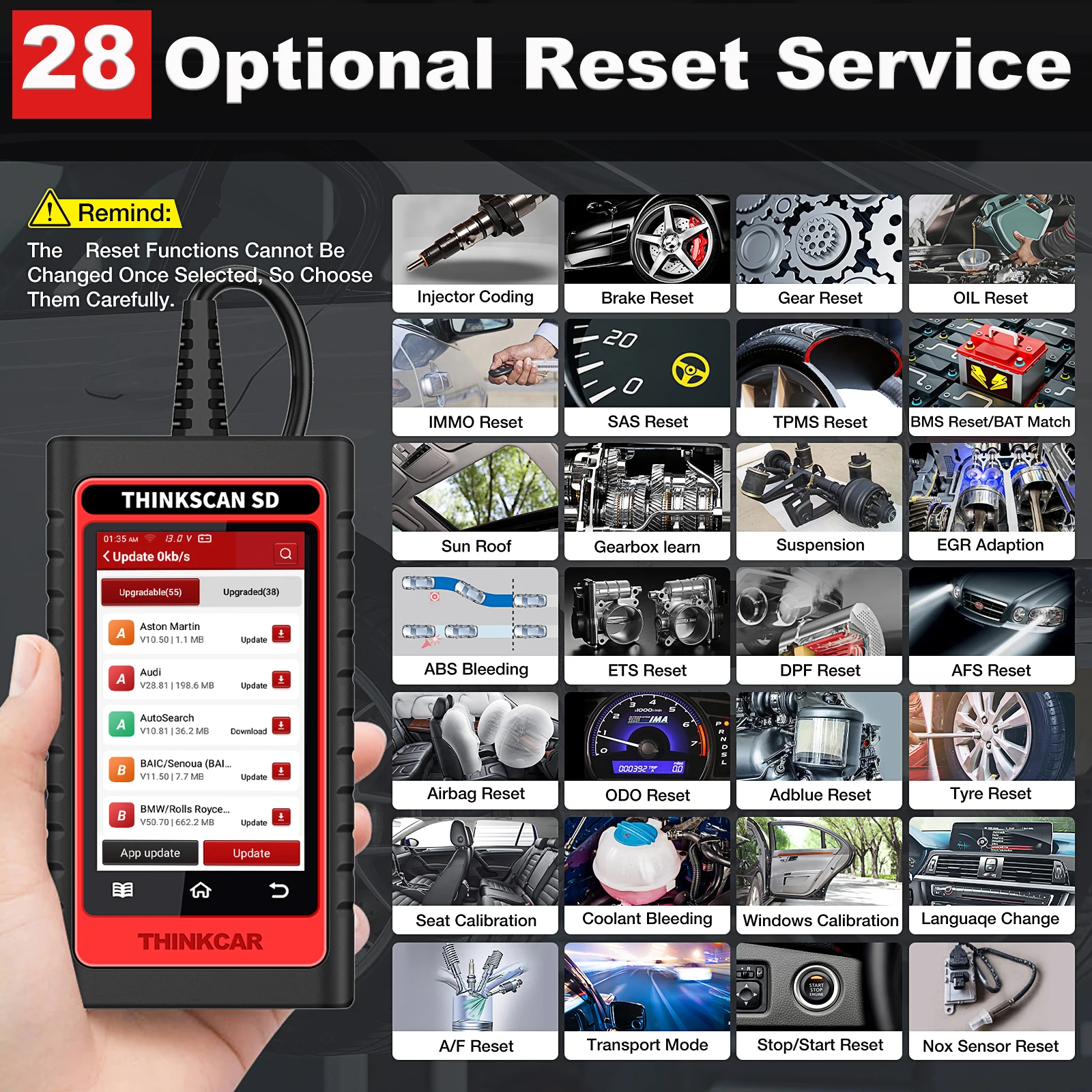 Сканер ThinkScan SD6 ABS SRS A/F ECM TCM BCM IC OBD2 с 5 функциями сброса |