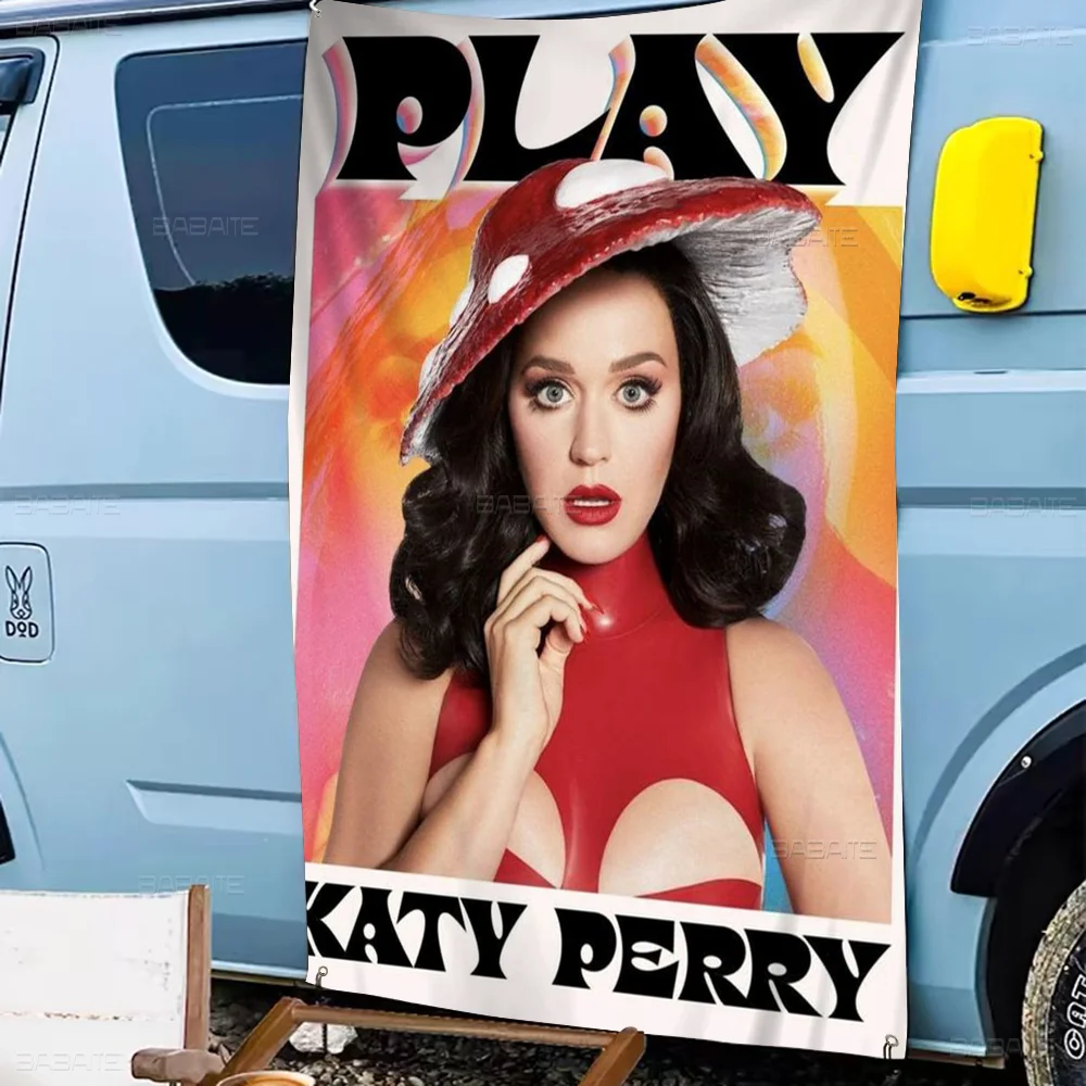 K-Katy Hot Singer P-Perry Banner Художественная печать Японский настенный флаг Аниме Настенный