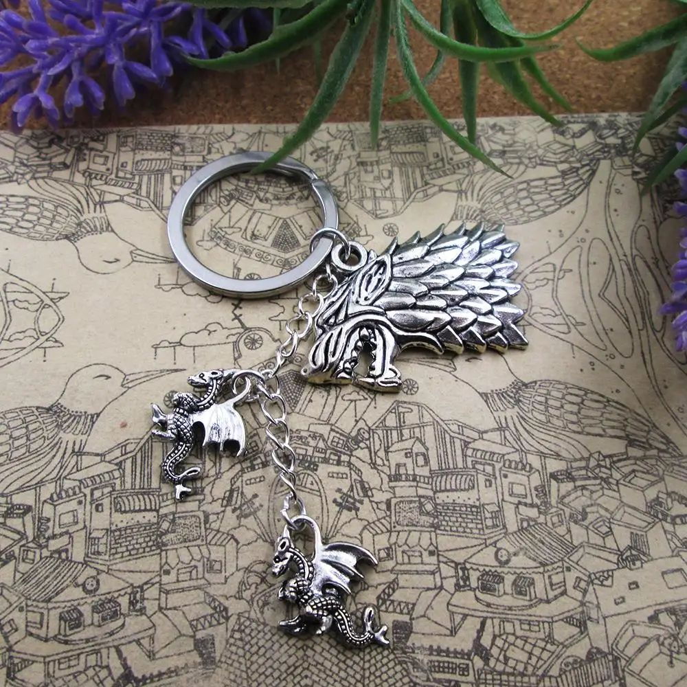 Брелок высокого качества с головой волка 44*27 мм и маленькими драконами 21x1 3 брелок