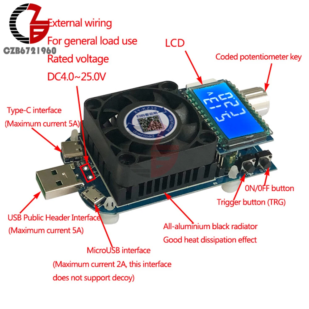 

Gaqqee Электронная нагрузка USB QC2.0/3.0